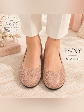 FS/NY French Sole Zeppa Pink Leo Wedge Ballet Flats Size 11 Italy